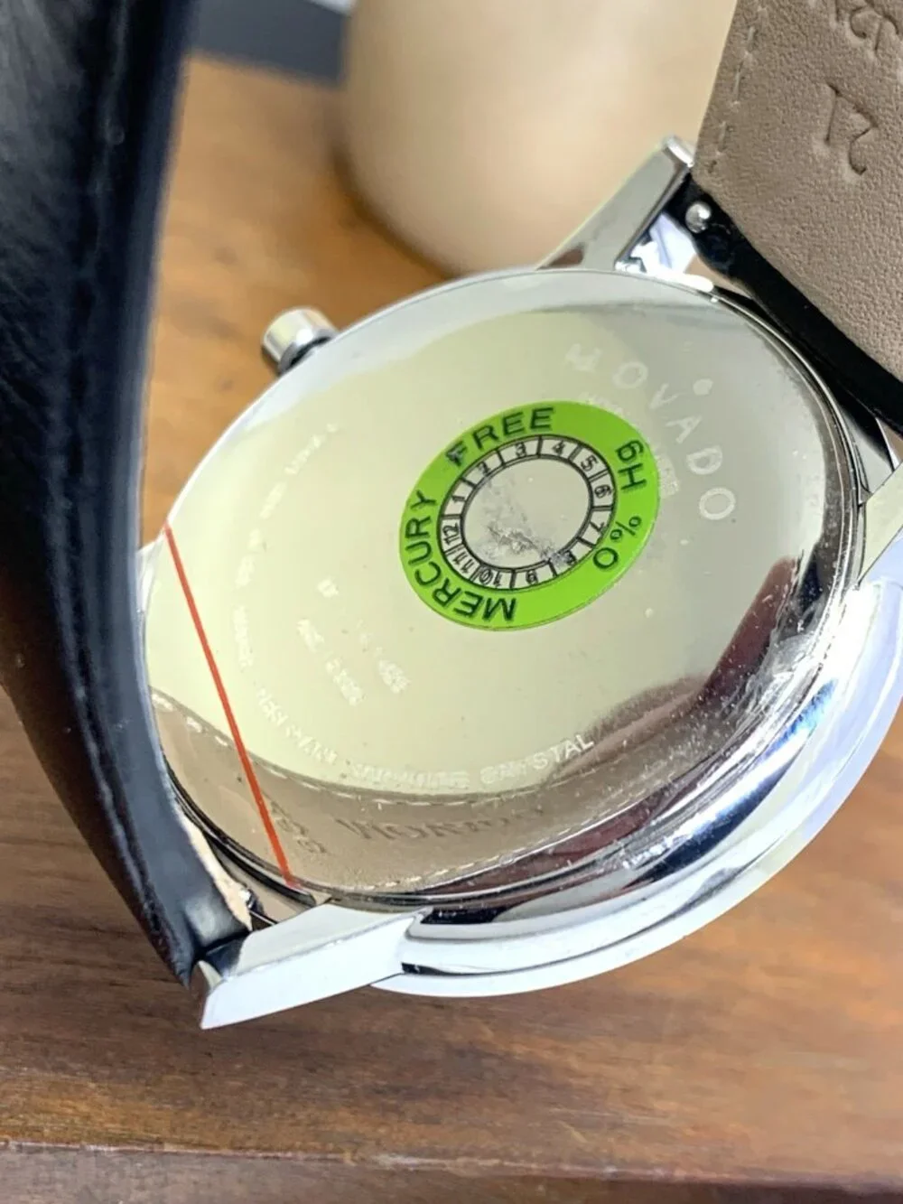 Movado Men's Watch 0607269 Swiss Quartz Silver Museum Black Dial Leather Strap